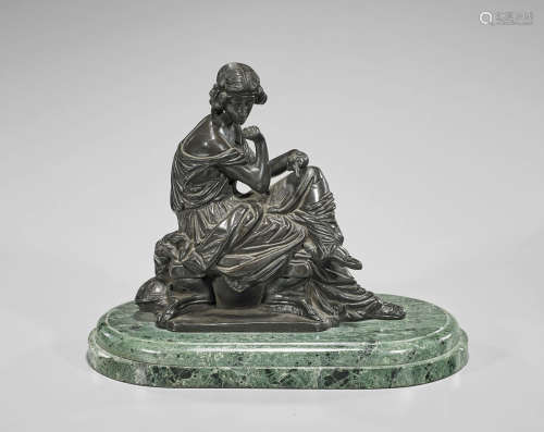 Classical-Style Bronze of a Seated Woman