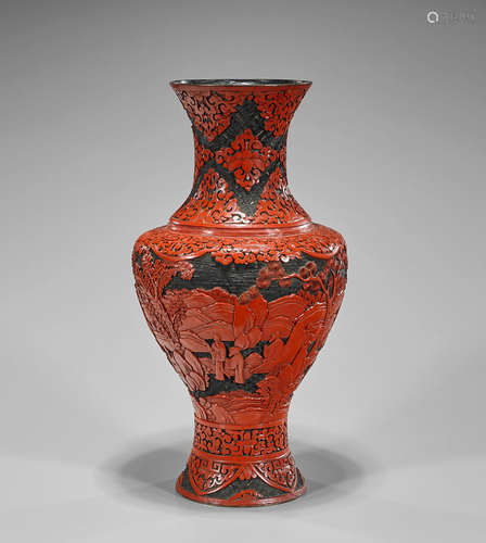 Chinese Red & Black Lacquer Vase