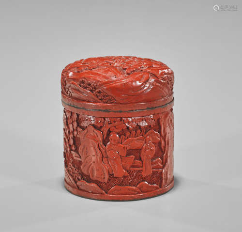 Antique Cinnabar Lacquer Tea Caddy