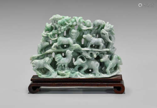 Chinese Carved Jadeite Zodiac Group