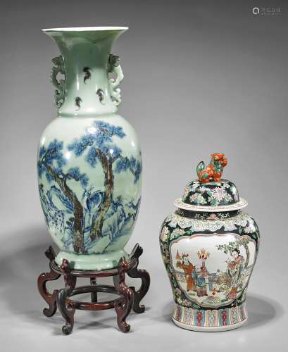Two Chinese Porcelains: Vase & Jar