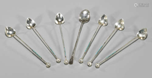 Seven Old Silver Iced Tea Spoons