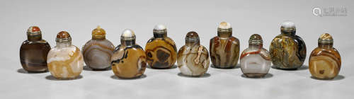 Collection of Well-Hollowed Agate Snuff Bottles