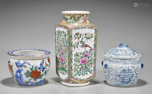 Chinese Porcelain Jardinière, Vase & Jar