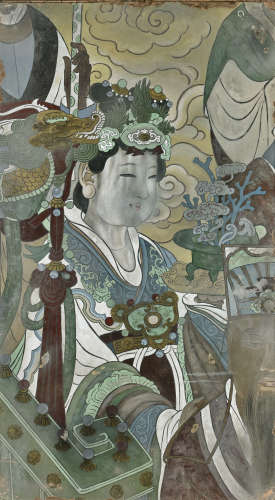 Antique Tang-Style Fresco Panel Painting