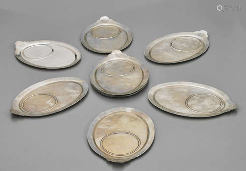 Twelve Sterling Silver Trays