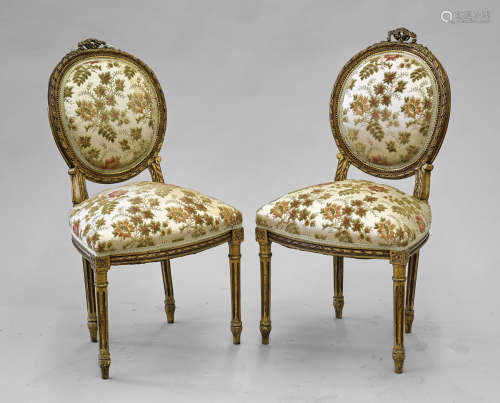 Pair French-Style Carved & Gilt Wood Chairs