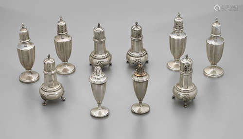 Ten Various Sterling Silver Shakers