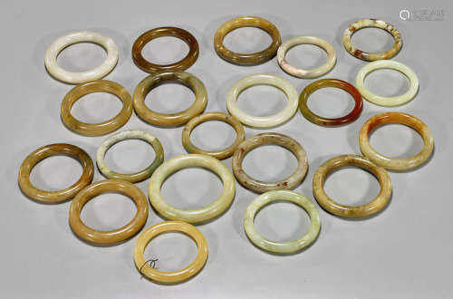 Group of Twenty Chinese Carved Bangles