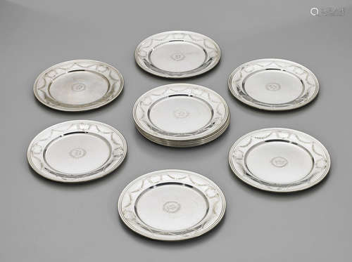 Twelve S. Kirk & Son Sterling Silver Plates