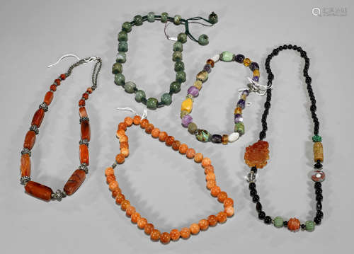 Five Chinese Beaded Necklaces