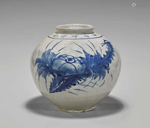 Korean Joseon Dynasty Blue & White Jar