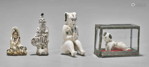 Four Chinese Cizhou Glazed Figurines