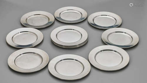 Set of Twelve Sterling Silver Plates