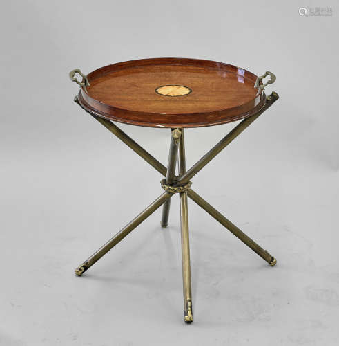 Parquetry Tray & Brass Stand