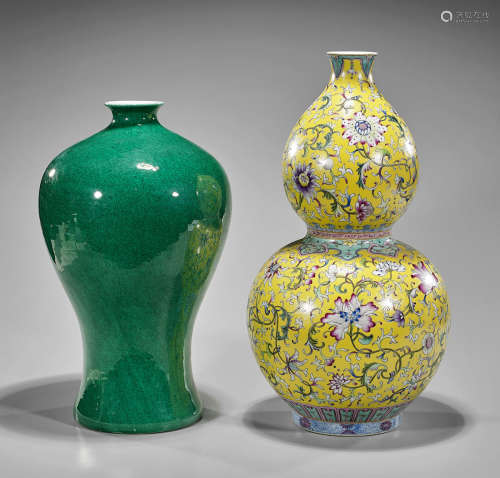 Two Tall Chinese Porcelain Vases