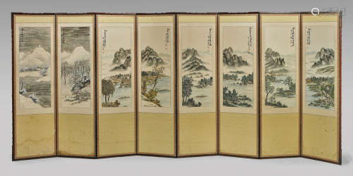 Eight-Panel Screen: Chinese Season Paintings on Paper