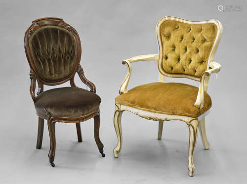 Two Old Upholstered Wood Chairs
