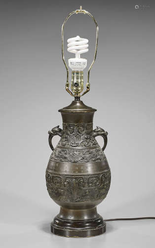 Antique Japanese Bronze Vase/Lamp