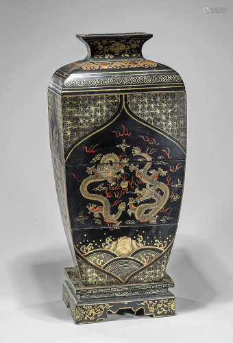 Old Chinese Lacquer Tiered Storage Box