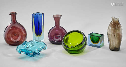 Seven Art Glass Pieces