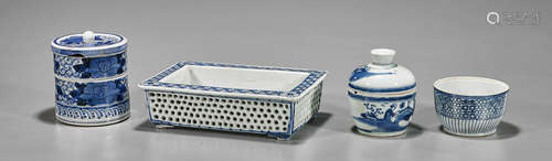 Four Antique Blue & White Porcelains