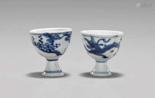 TWO HATCHER SHIPWRECK MING PORCELAIN STEM CUPS