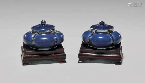 PAIR ANTIQUE CHINESE PORCELAIN COVERED JARLETS