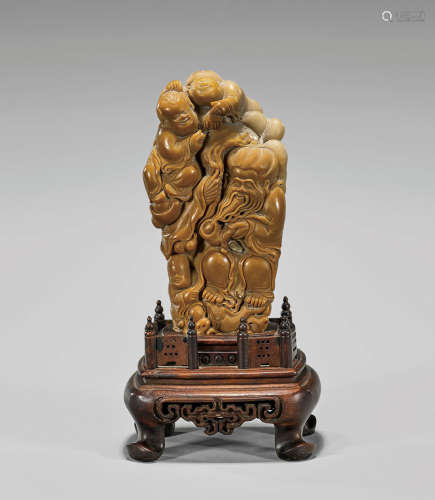 CHINESE SHOUSHAN STONE FIGURAL CARVING