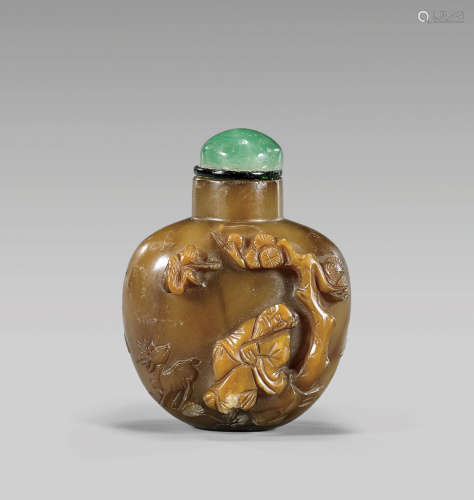 OLD CAMEO AGATE JADE SNUFF BOTTLE