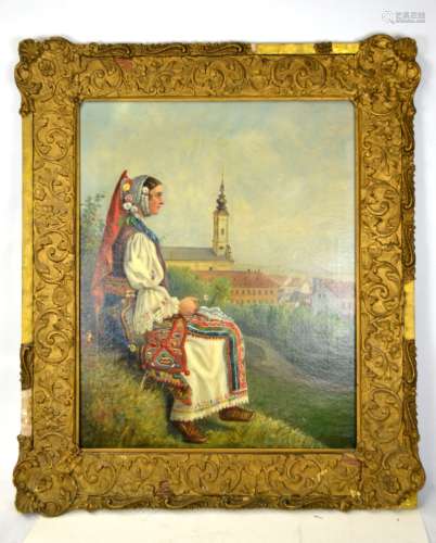 Framed Oil Painting with Spain  Lady