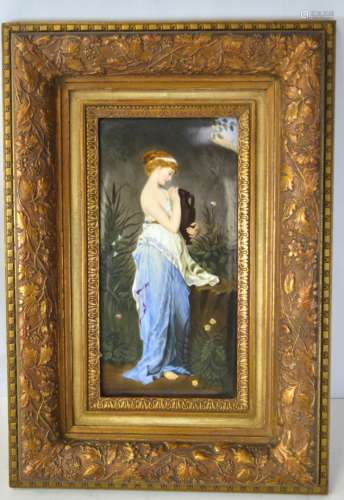 KPM Wood Framed Porcelain Plaque of Lady