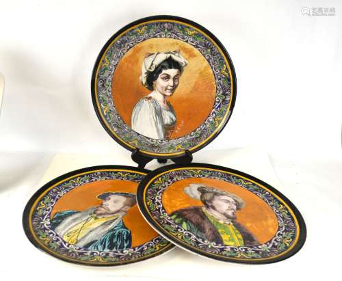 Three Large Italian Portrait Plates