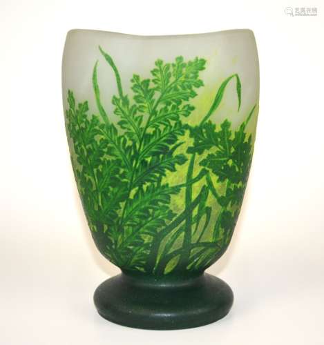 Daum Nancy Style Green Glass Vase