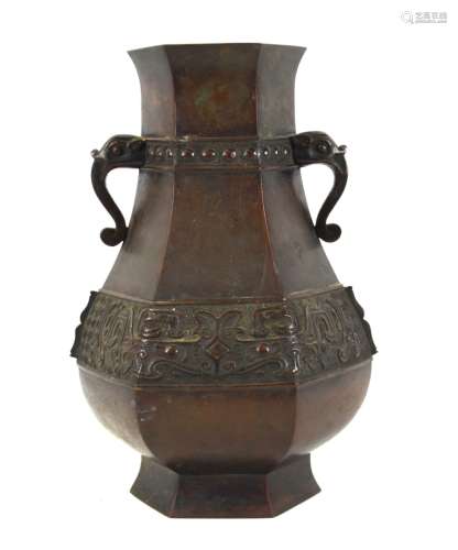 Chinese Hexagonal Bronze Vase