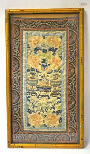 Chinese Silk Embroidery Framed Panel