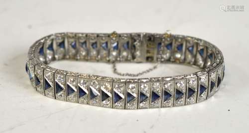 Platinum Bracelet with Diamonds & Sapphires