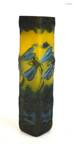 Galle Style Square Art Glass Vase