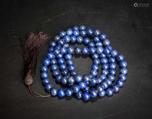 CHINESE LAPIS LAZULI BEADS NECKLACE