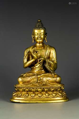 CHINESE GILT BRONZE FIGURE OF BUDDHA