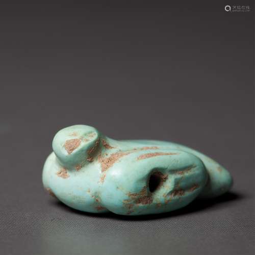 CHINESE TURQUOISE FIGURE OF BIRD