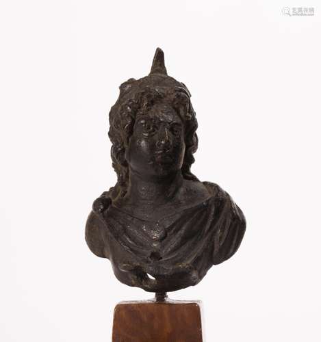 A HANDSOME ROMAN BRONZE BUST OF THE GOD SOL