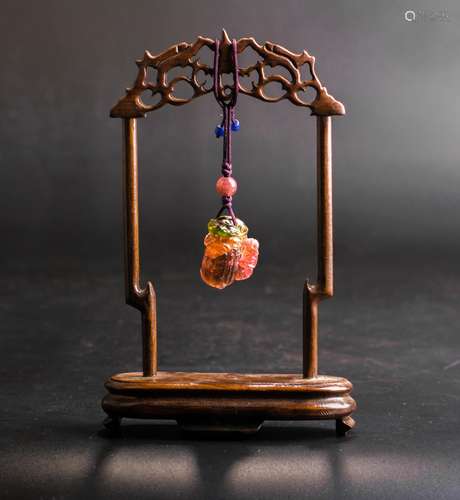 CHINESE TOURMALINE PENDANT WITH STAND