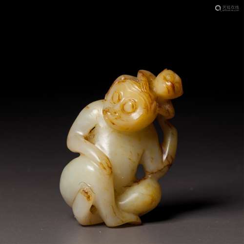 CHINESE JADE FIGURE OF MONKEY