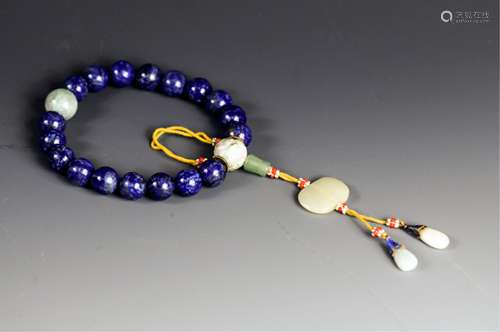 CHINESE LAPIS LAZULI PRAYER BEADS BRACELET