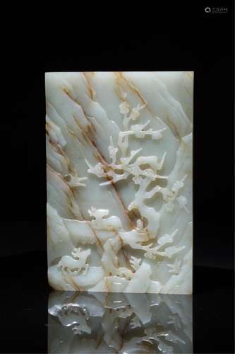 CHINESE WHITE JADE TABLE SCREEN PLAQUE