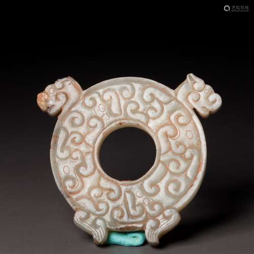 CHINESE HAN STYLE JADE DRAGON BI-DISK