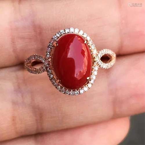 AKA CORAL ON 18K DIAMOND GOLD RING