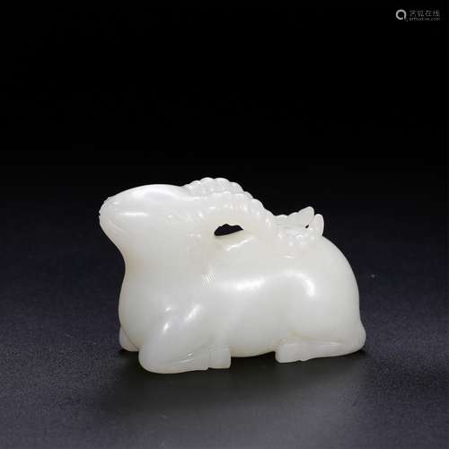 CHINESE WHITE JADE FIGURE OF SHEEP