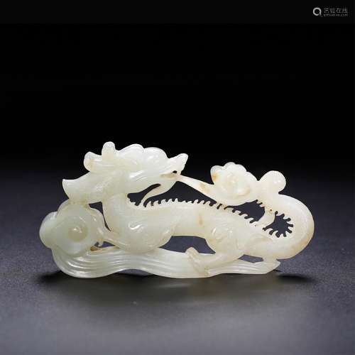 CHINESE WHITE JADE DRAGON CARVING